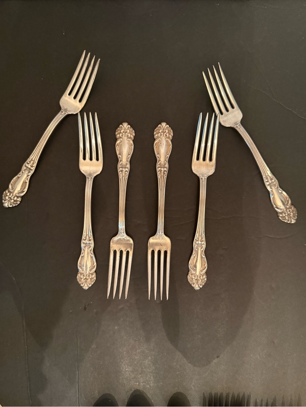 Reed & Barton Silver-Plated Ornate Dessert Forks - Set of 6